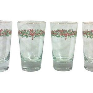 Vintage Holiday Traditions Christmas Tumblers Christopher Radko Glasses Set of 4